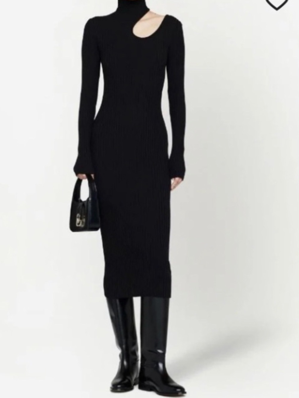 ANINE BING Black Ribbed Cut-Out Midi Dress Size S - Picture 1 of 4